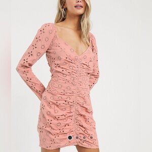 ASOS sweetheart neck ruched mini dress